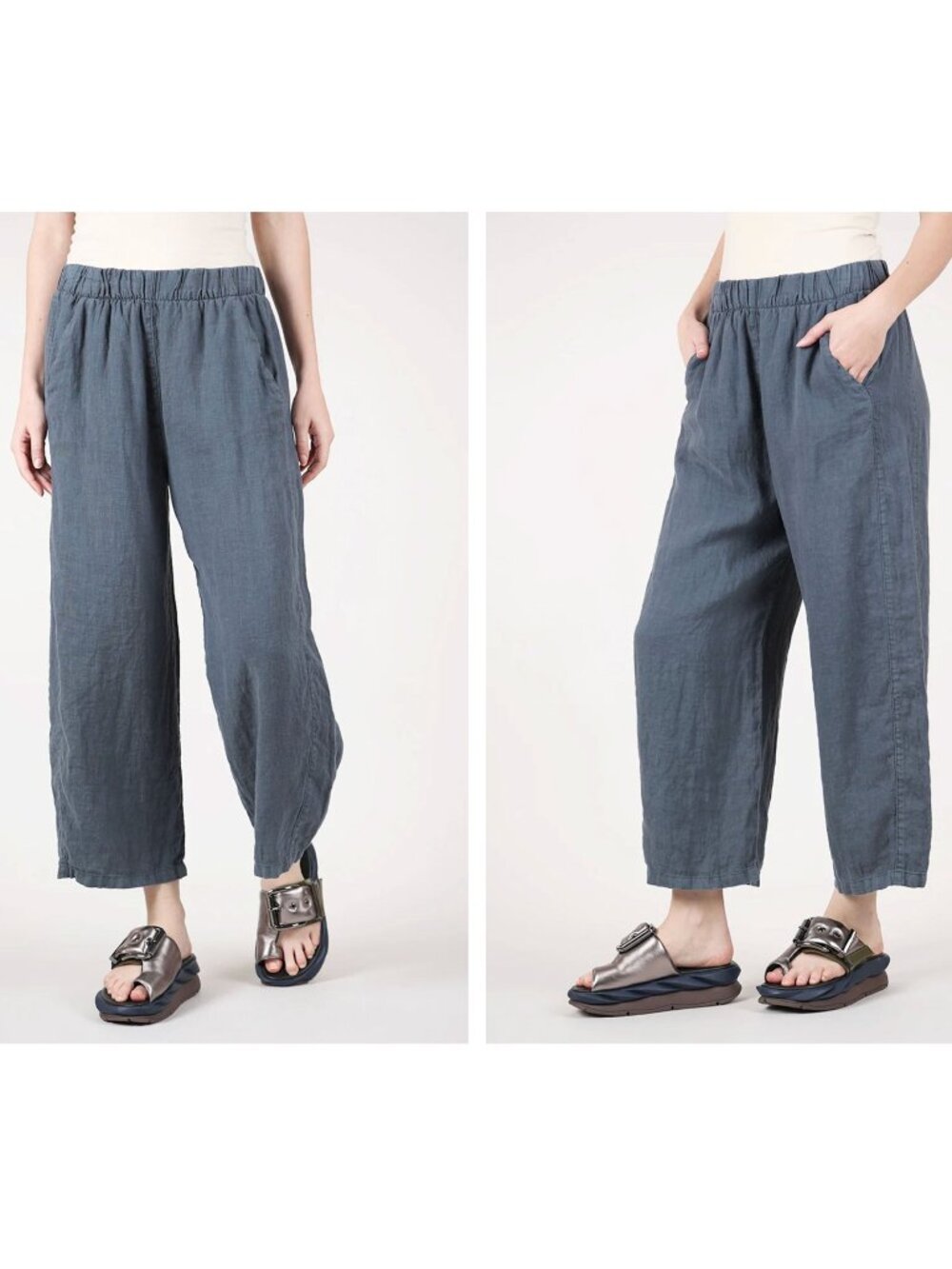 Prairie Underground Blue Wide Leg Linen Work Pant Deep Teal M